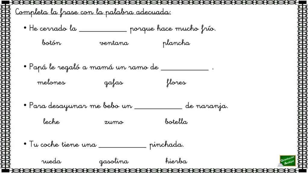 Los ejercicios de completar frases con una determinada palabras son tareas muy completas, ya que permite trabajar varios aspectos de la competencia lengüística. Uno de estos aspectos es la comprensión […]