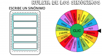 Os dejamos esta ruleta para trabajar los sinónimos de forma interactiva con nuestra ruleta en power point totalmente editable, además adjuntamos tarjetas de trabajo.