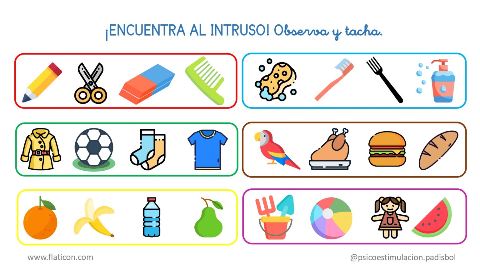 RAZONAMIENTO. TACHA INTRUSO 3 NIVELES -Orientacion Andujar