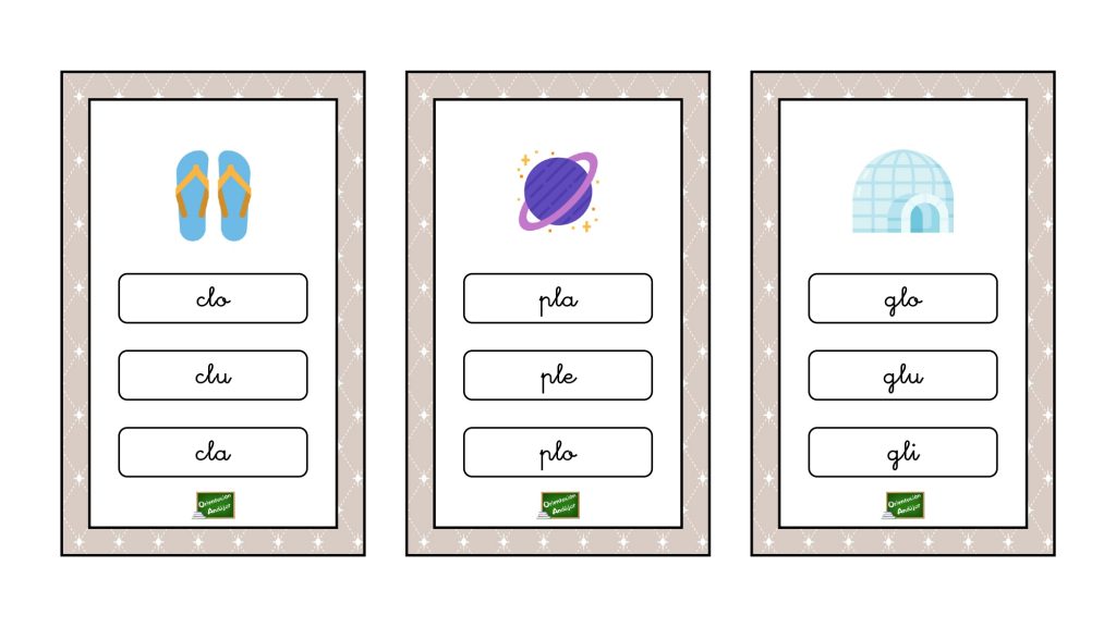 Tarjetas manipulativas  trabajar la conciencia fonológica de sílabas trabadas. Se denomina como palabras trabadas o sinfones a todas aquellas palabras que poseen sílabas trabadas, que son sílabas en la que […]