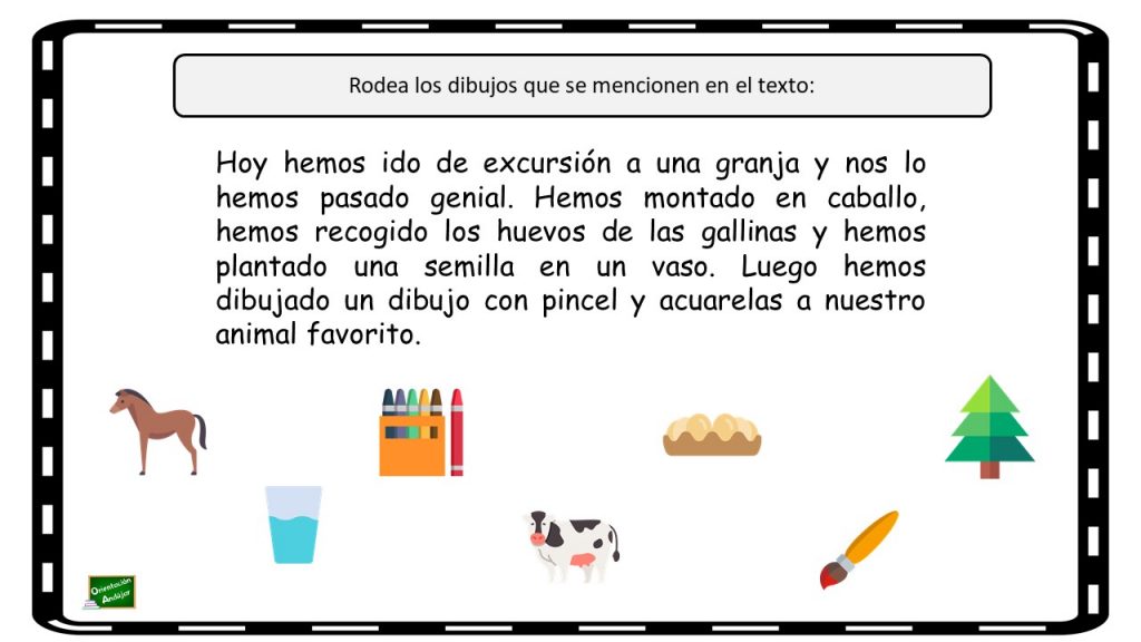 Os comparto una serie de fichas en las que trabajaremos la comprensión lectora; el objetivo es leer el texto y posteriormente rodear solo los dibujos que se mencionan en dicho […]