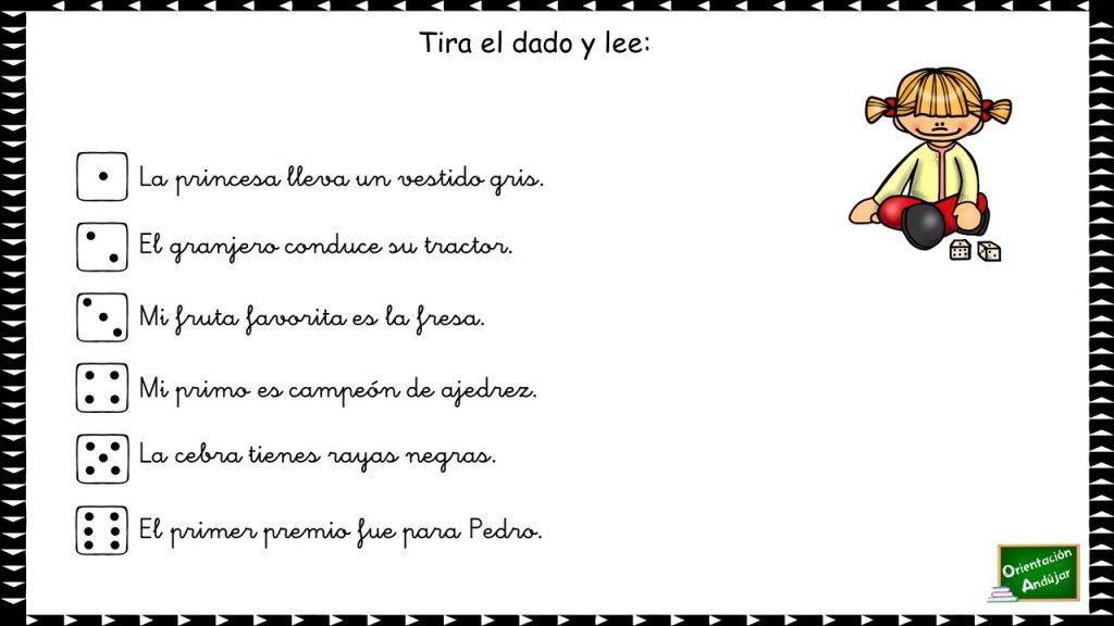 Sencilla actividad para trabajar la lectura, para hacerla un poco diferente y entretenida, tenemos que tirar el dado y según el numero que nos salga, tenemos que leer una oración […]
