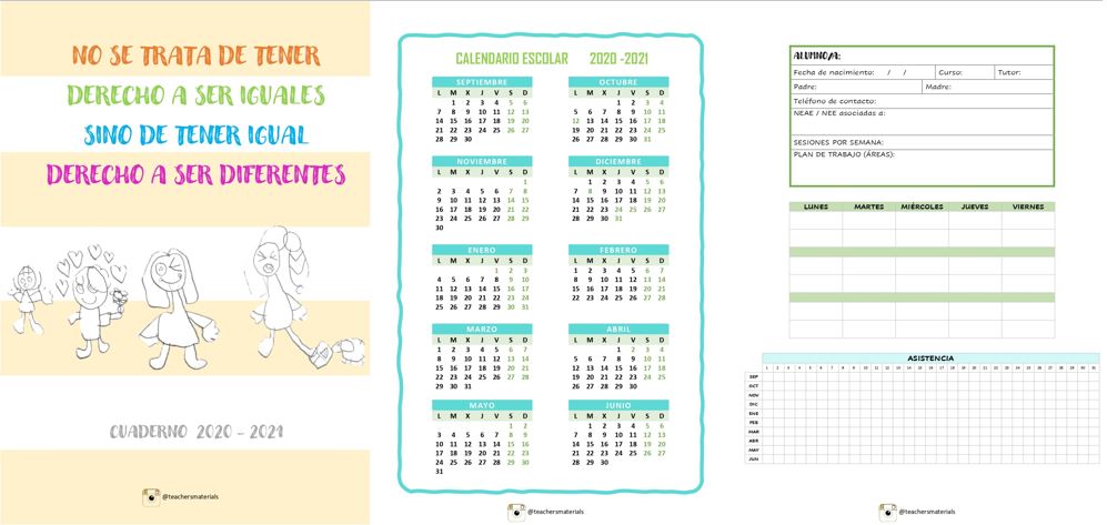 ?CUADERNO 2020-2021? Sobre todo para PT, AL o educadores para poder hacer un seguimiento del alumno. . . .1️⃣ Datos Personales .2️⃣ Calendario escolar .3️⃣ Claustro .4️⃣ Ficha alumno: NEE, […]