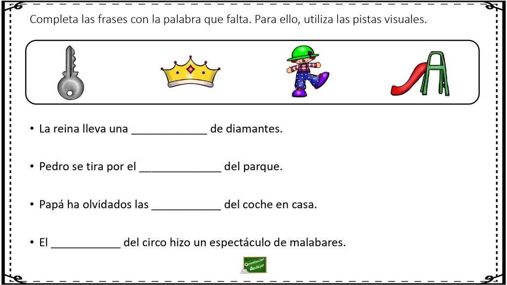 Completamos frases con pistas visuales