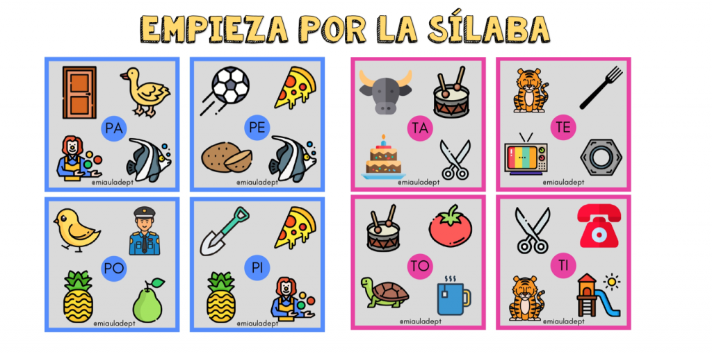 Recurso para trabajar inicio de lectoescritura con el reconocimiento silábico. Este recurso es recomendable para alumnado que ya es capaz de reconocer el sonido por el que empiezan los principales […]