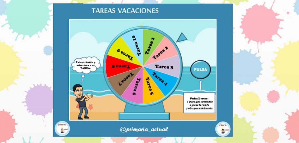 ?????? ??????? ???????????: ᗰIᔕ TᗩᖇEᗩᔕ ᑭᗩᖇᗩ ᐯᗩᑕᗩᑕIOᑎEᔕ ⁣⁣ ⁣⁣ ??‍? Os presento esta ruleta interactiva que he creado con Power Point para presentar las tareas de vacaciones de forma amena […]