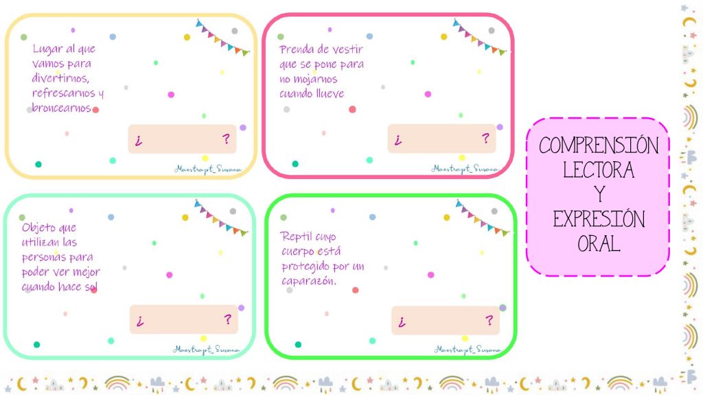 Hola!!! Aquí os dejo uno de los recursos que realice para trabajar lectura,  comprensión y vocabulario, aunque mi objetivo fundamental es poder mejorar su expresión oral. Como podéis ver el […]