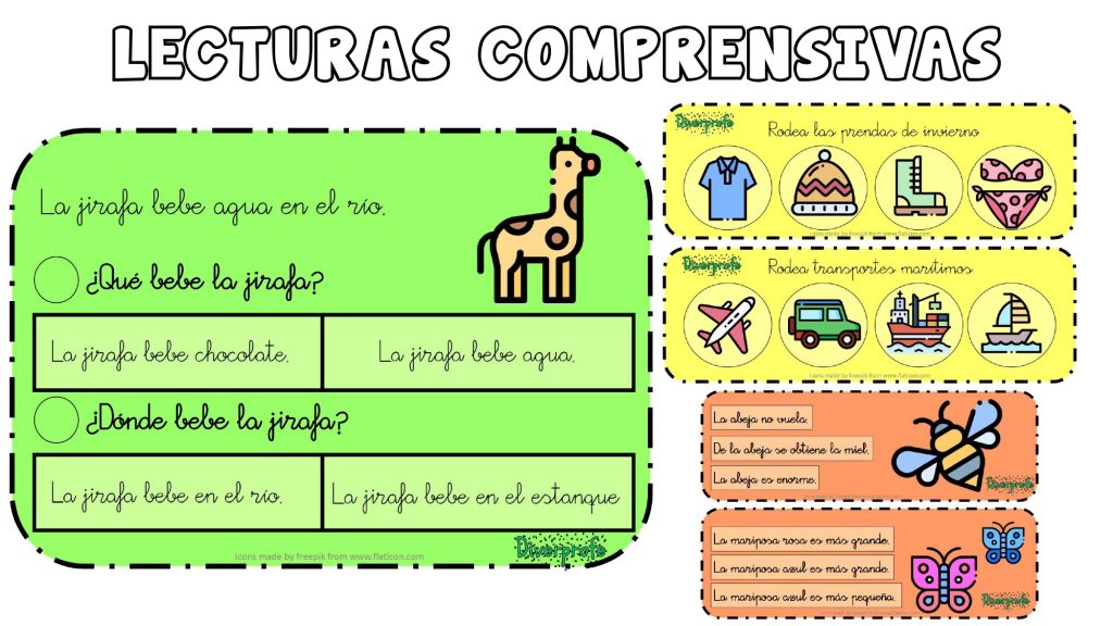 LECTURAS COMPRENSIVAS. Este material didáctico está compuesto por tres actividades para trabajar la comprensión lectora: Comprensión de oraciones. Elegir la oración correcta. Marcar las opciones correctas. Espero que os guste.
