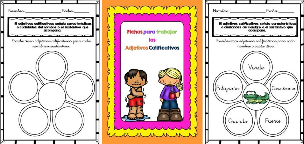 Trabajamos los Adjetivos calificativos actividades y organizador gráfico.