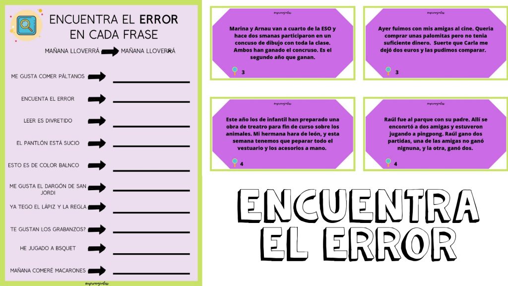 Encuentra el error. Es un material para trabajar la atención y aspectos de lectoescritura que consta de dos partes. En el primero encontraréis frases y un soporte visual para que […]