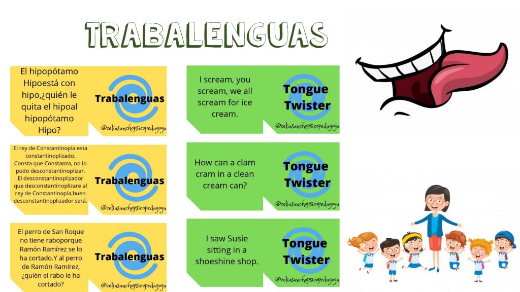 Trabalenguas en castellano e inglés. Documentos separados en pdf. Este material consiste en diferentes tarjetas con trabalenguas para poder practicar la expresión oral, los diferentes fonemas, también mejoraremos así la […]