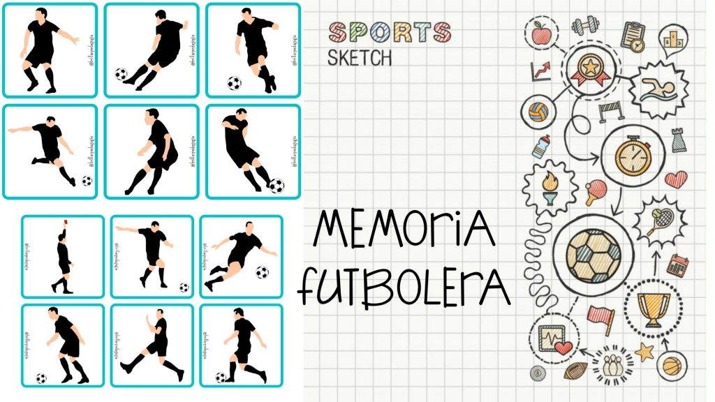 MEMORIA FUTBOLERA  Juego de memoria con temática de fútbol: Encuentra la pareja Consta de 46 parejas. 96 tarjetas en total.