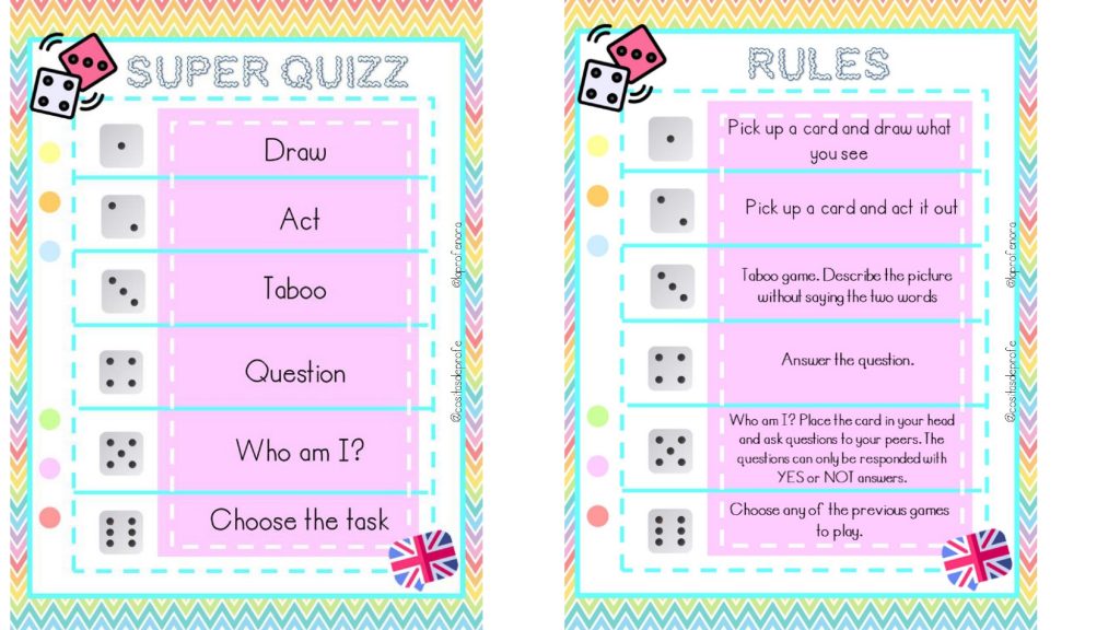 Pack de actividades para repasar el vocabulario básico de inglés en Educación Primara. Incluye: – Reglas del juego e instrucciones. – 12 tarjetas (y su contraportada) de 6 temáticas diferentes: […]
