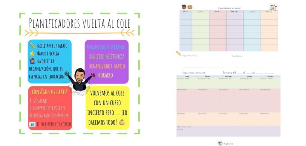 Os dejo estos sencillos planificadores semanal para poder ir haciendo vuestra programación de aula, esta realizado en diferentes organizaciones horarias. Seguimiento semanal ORGANIZADOR SEMANAL 1 ORGANIZADOR SEMANAL 2 TE PUEDE […]