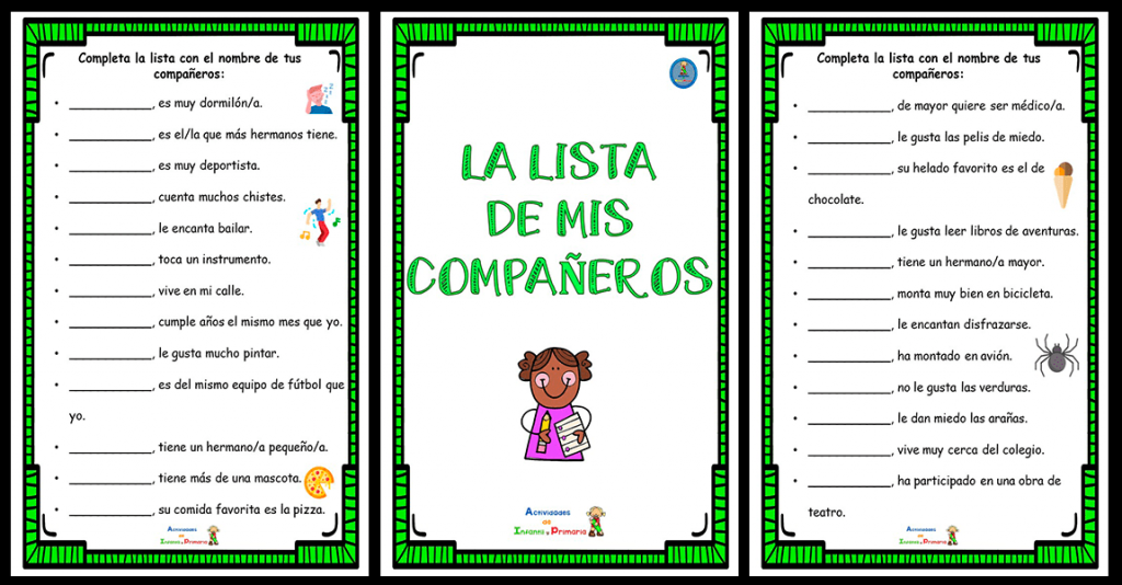 Las siguientes fichas están pensadas para desarrollar una divertida dinámica durante los primeros días de clase. Se trata de un listado que nuestros alumnos deben completar con el nombre de […]