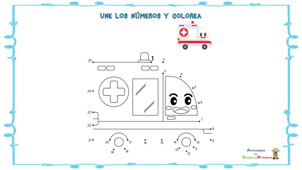 Colorea y une numeros: Medios de transporte Fichas de actividades matemáticas para unir puntos y formar o completar dibujos. Esencial para trabajar los números y unir puntos del 1 al 10