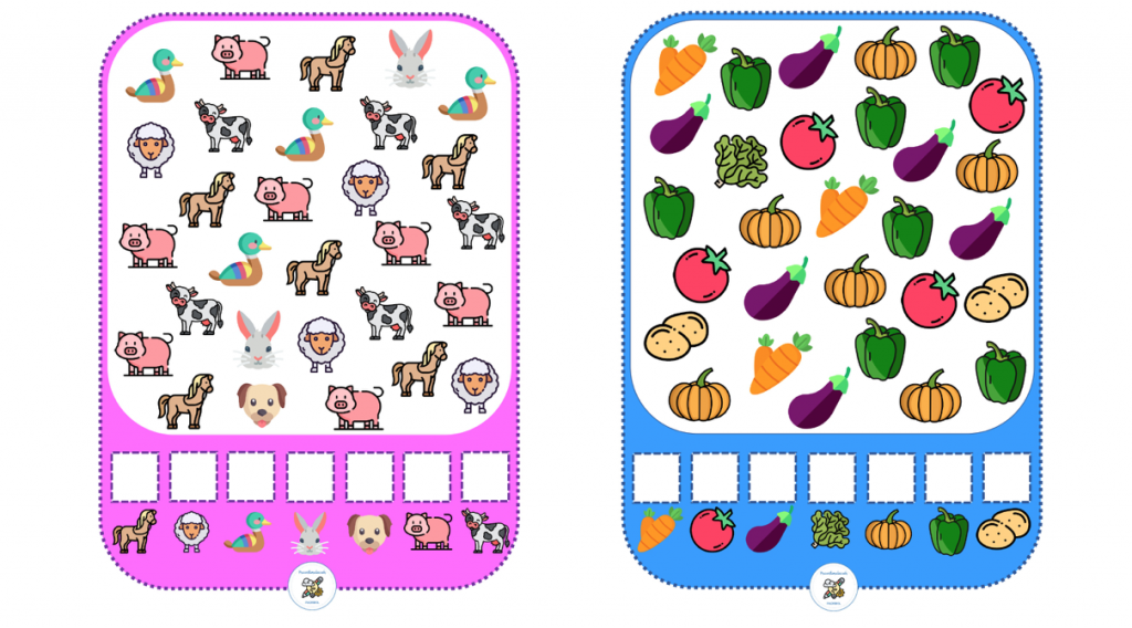 Esta es una actividad propia de cancelación de estímulos. Con ella trabajamos la localización y cuantificación de estímulos visuales. Para ello, he usado los dos campos semánticos siguientes: -Animales de […]