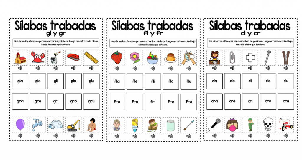 Sílabas trabadas pl- y pr-Ficha para trabajar las sílabas trabadas pl- y pr- en el primer ciclo de educación primaria. Hay que hacer clic en los altavoces para escuchar las […]