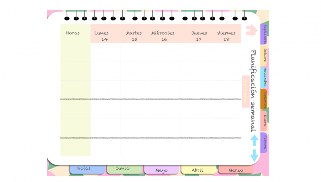 Programación semanal. Interactiva, aunque también la podrias imprimir. En castellano.