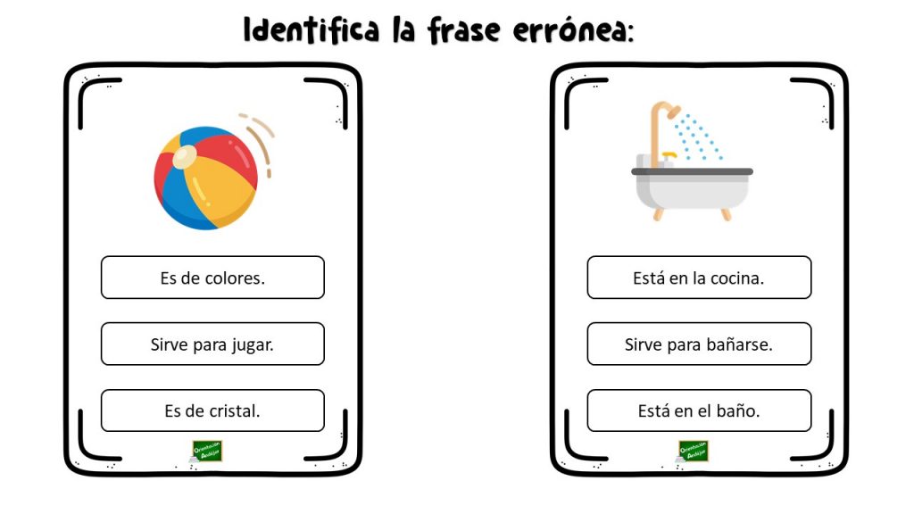 La siguiente actividad, además de ejercitar la comprensión lectora, nos permiten trabajar el razonamiento lógico. Se trata de una colección de tarjetas en las que aparece un dibujo y una […]