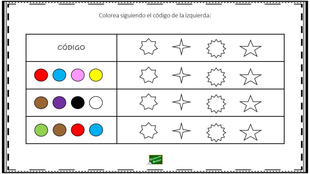 Colorea Segun El Codigo De Colores www.orientacionandujar.es