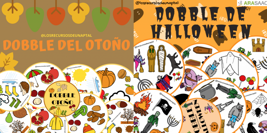 Juegos tipo dobble para encontrar el elemento común entre distintas tarjetas con pictogramas relacionados con distintas categorías semántica: animales, material escolar, frutas, verduras, verano, invierno, Halloween, otoño y transportes. A […]