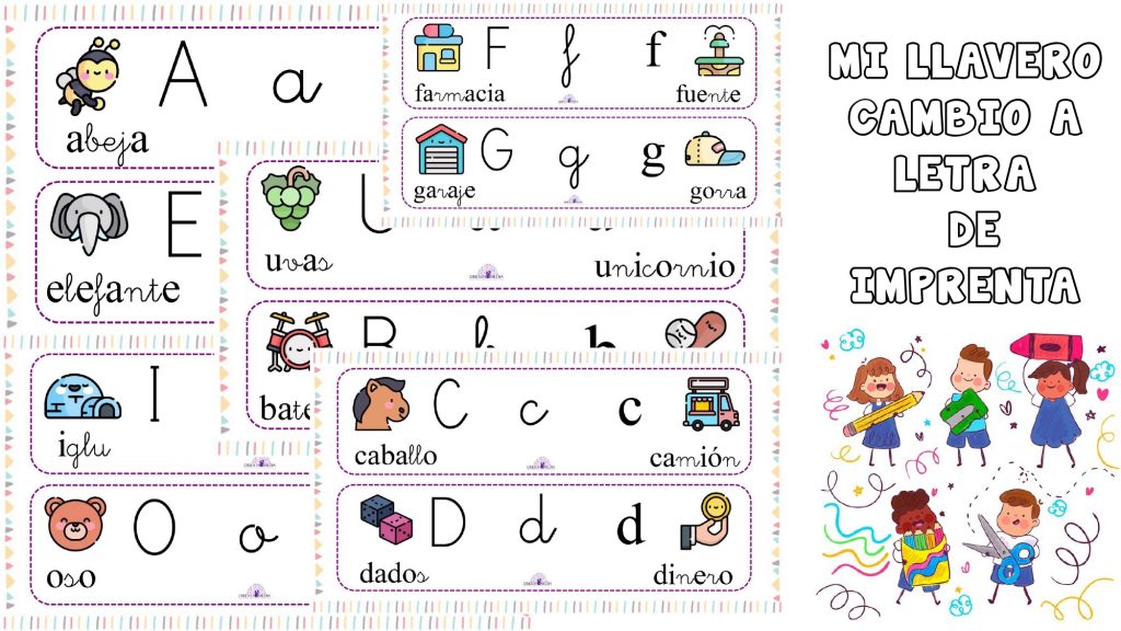 Hoy os traemos un súper llavero para ayudar a los más peques con el cambio de letra a imprenta. Espero que os guste.