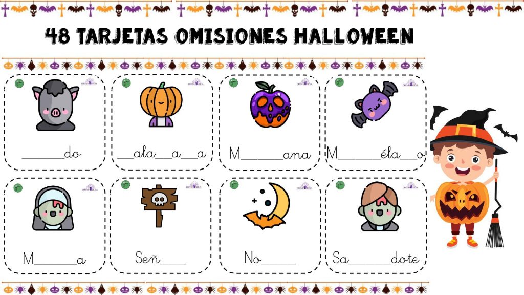 Holaaaa!! Hoy os dejamos para descargar 48 tarjetas que podéis dejar en formato llavero para trabajar las omisiones de letras en palabras con temática de Halloween. Ideales para Infantil, primaria, […]
