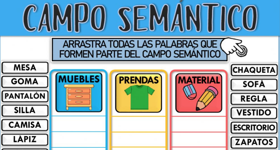 Ejercicio online de Campos semánticos para Tercero a sexto de primaria.. Puedes hacer los ejercicios online o descargar la ficha como pdf
