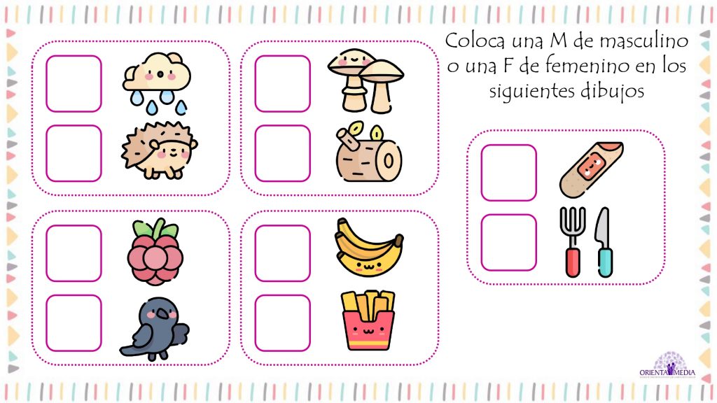 EL GÉNERO. Hoy os dejamos para descargar esta actividad tan bonita y sencillita, por lo visual que es, donde los niños/as deben categorizar con una M (masculino) o F (femenino) […]