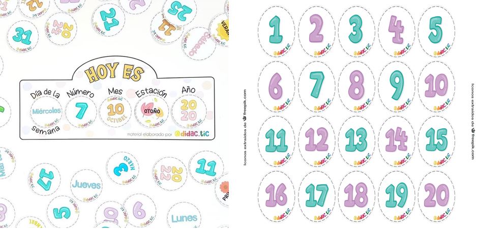 (CALENDARIO INFANTIL) Para trabajar la orientación temporal con los días de la semana (laborables/fin de semana; del mes (pares/impares) ; los meses y sus estaciones ; finalmente los años. CALENDARIO […]