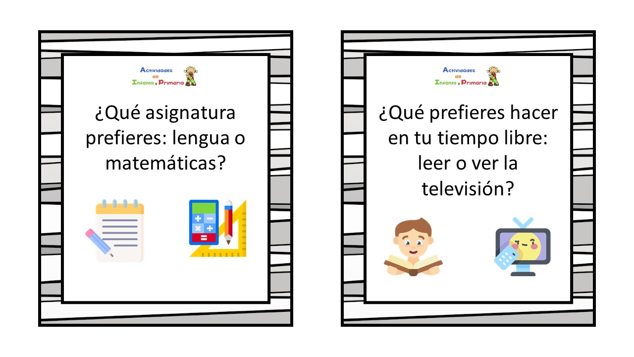 Juego para trabajar el pensamiento creativo Tarjetas «¿qué prefieres?»