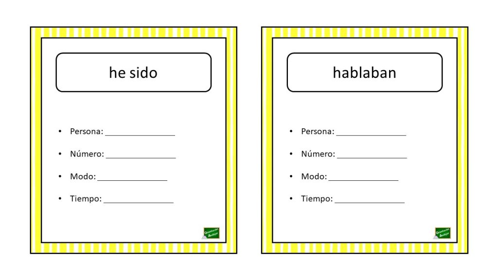 A continuación, os comparto un ejercicio en el que alumno debe analizar un verbo, para ello debe indicar el tiempo, modo, persona y número.