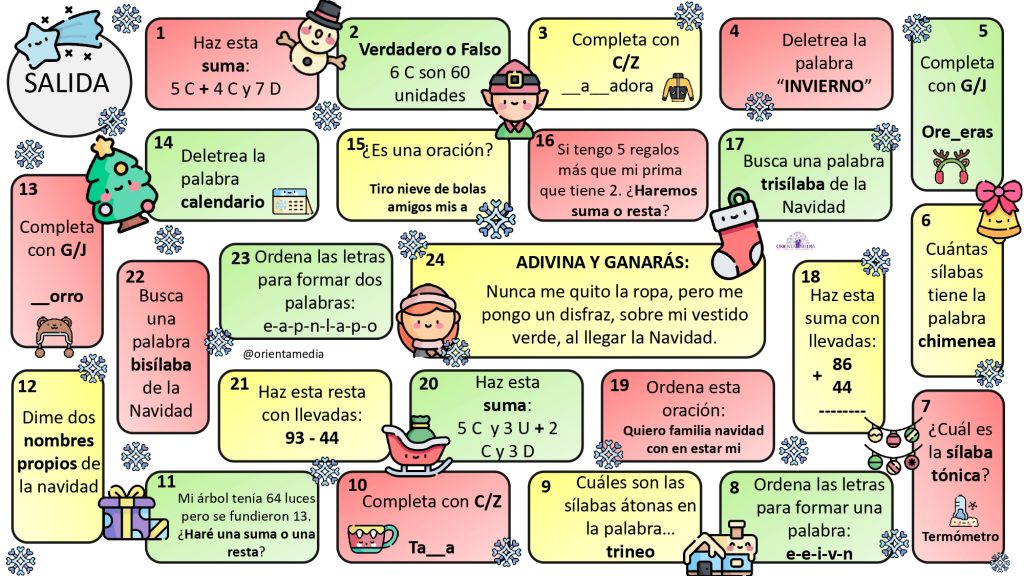 Este material ofrece una oportunidad única para consolidar conocimientos y habilidades antes de las merecidas vacaciones navideñas. Diseñado como una serie de tableros educativos, abarca diversas áreas temáticas y promueve […]