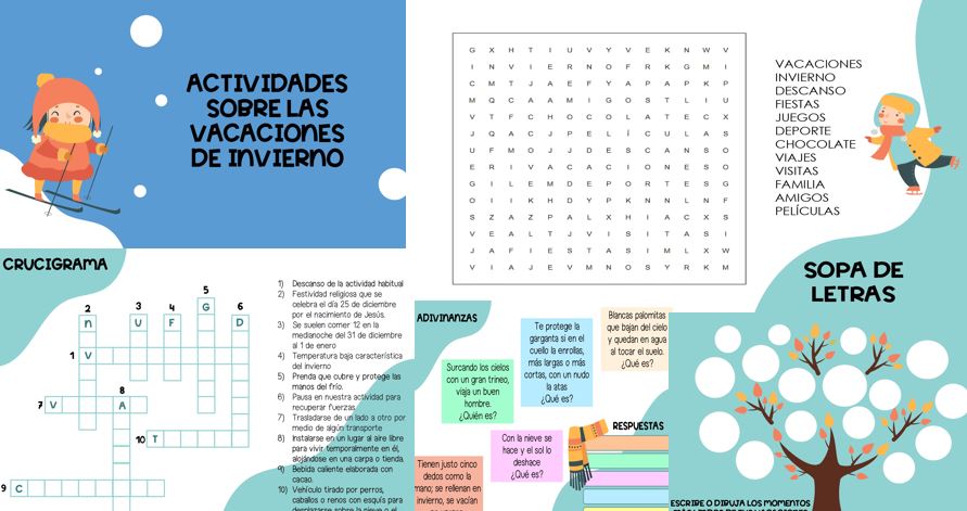  Divertidas actividades para trabajar en los primeros días de clase después de las vacaciones de invierno o vacaciones navideñas, se trata de una sopa de letras un crucigrama y […]