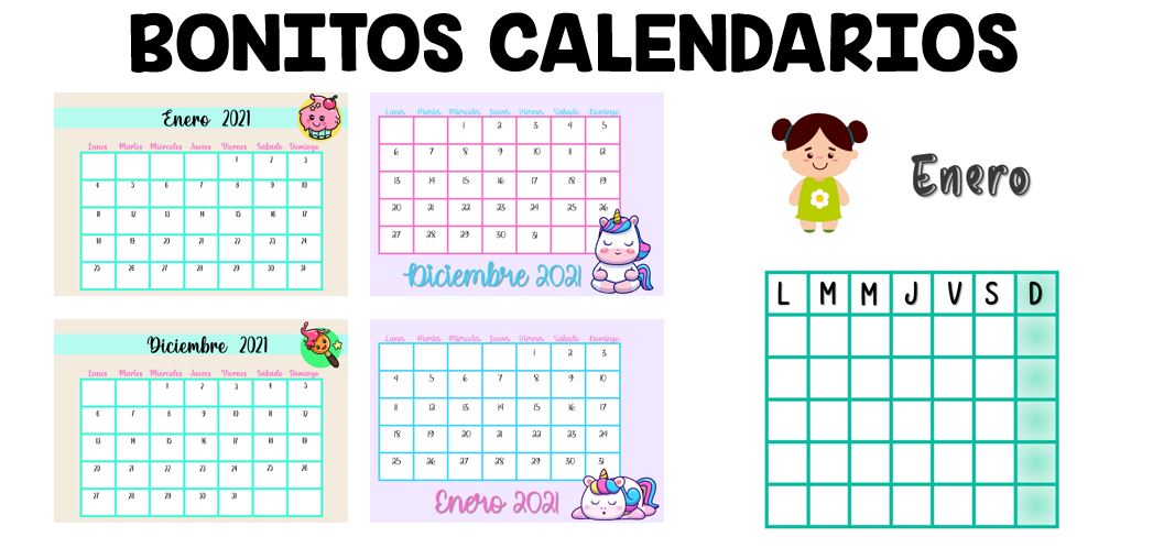 milicia Fantasía Viaje Bonitos calendarios unicornios-niños-kawaii 2021 a todo color listos para  imprimir -Orientacion Andujar