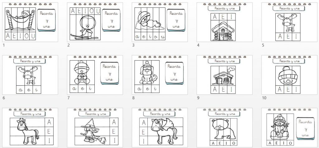DESCARGA LOS PUZZLES EN PDF PUZZLES INVERNALES LAS VOCALES RECORTA Y PEGA