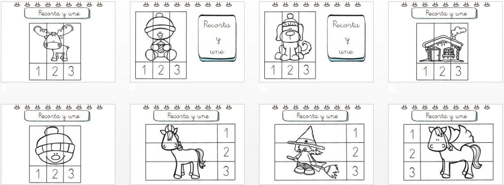   DESCARGA LOS PUZZLED EN PDF PUZZLES NUMÉRICOS INFANTIL DE INVIERNO NUMEROS RECORTA Y PEGA