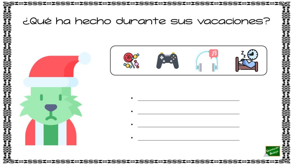 A continuación, os presento este divertido juego en el que nuestros peques deben averiguar que ha hecho cada personaje navideño durante sus vacaciones. Para ello, se tienen que fijas en […]