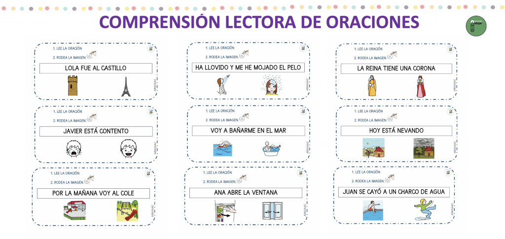 COMPRENSIÓN LECTORA. Sigue las instrucciones de la actividad: 1.Lee la oración. 2.Rodea la imagen. Este recurso, que contiene ocho tarjetas de lectura inicial con pictogramas, lo he adaptado basándome en […]
