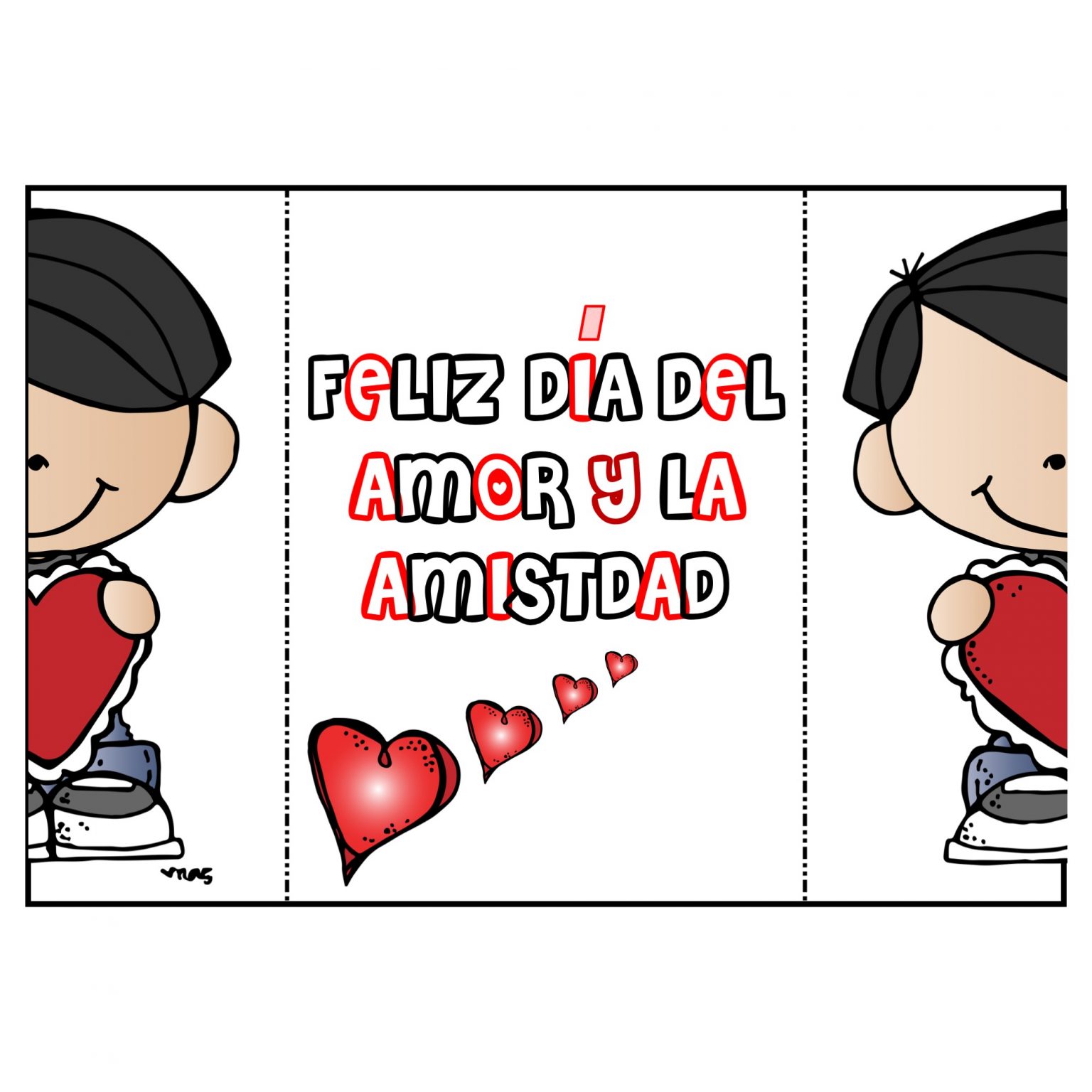 Tarjetas foldables día del amor y la amistad a todo color -Orientacion ...