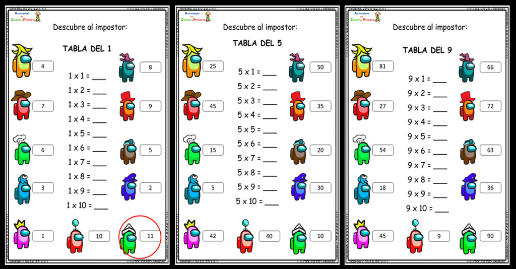 Hoy vamos a repasar las tablas de multiplicar de una forma muy original, con ayuda de los personajes del conocido videojuego Among Us. Entre ellos, se ha colado un impostor, […]