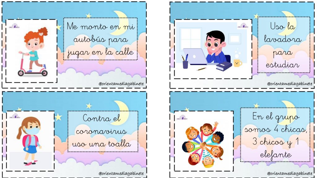 Esta actividad tan bonita que os traemos hoy es para trabajar con lxs más peques la comprensión inferencial a través de absurdos.