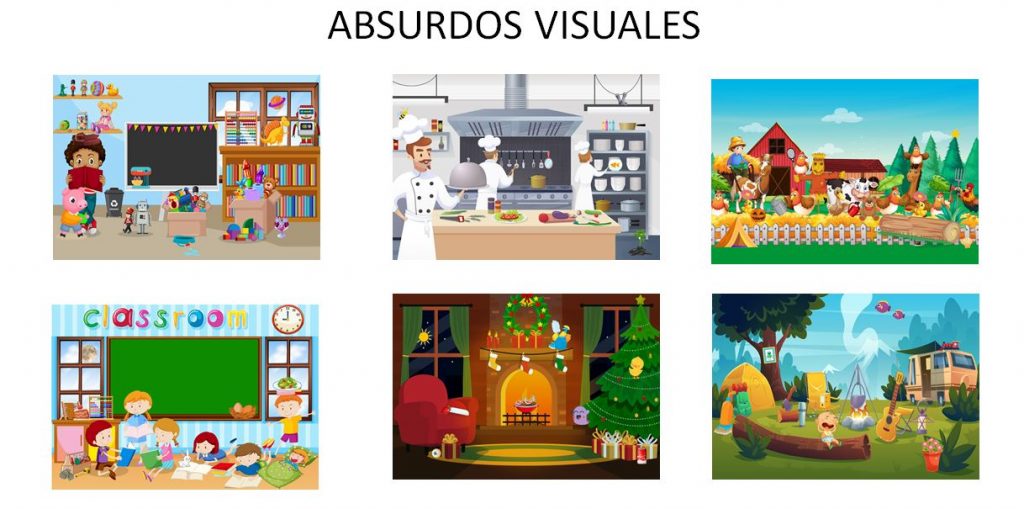 Consiste en ocho láminas de absurdos visuales donde se trabaja el razonamiento, vocabulario, comprensión y atención.      En cada lámina se encuentran ocho elementos que presentan una contradicción con […]