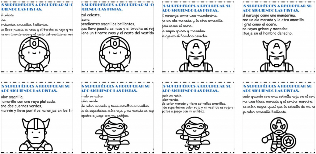 El documento consiste en un material para trabajar funciones ejecutivas y comprensión lectora. Está compuesto por diferentes fichas con dibujos para colorear super héroes siguiendo auto instrucciones.    Además, encontraréis […]