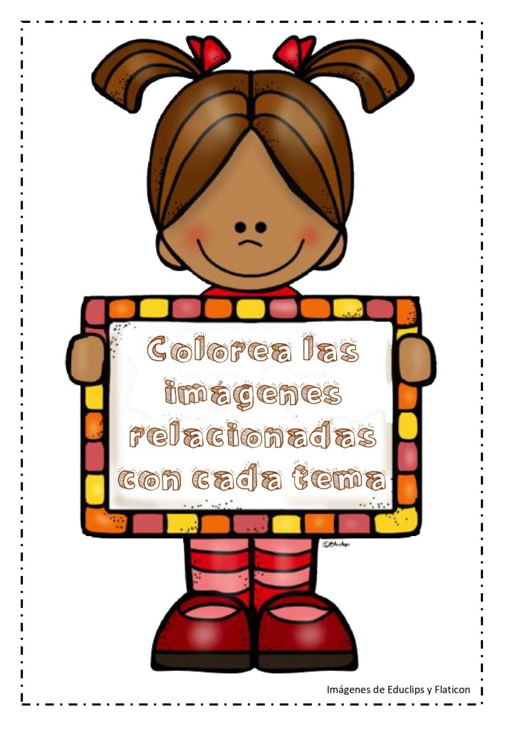 En estas fichas el niño debe colorear las imágenes que se relacionan con el tema principal.  Trabajamos razonamiento, atención, vocabulario y expresión oral.