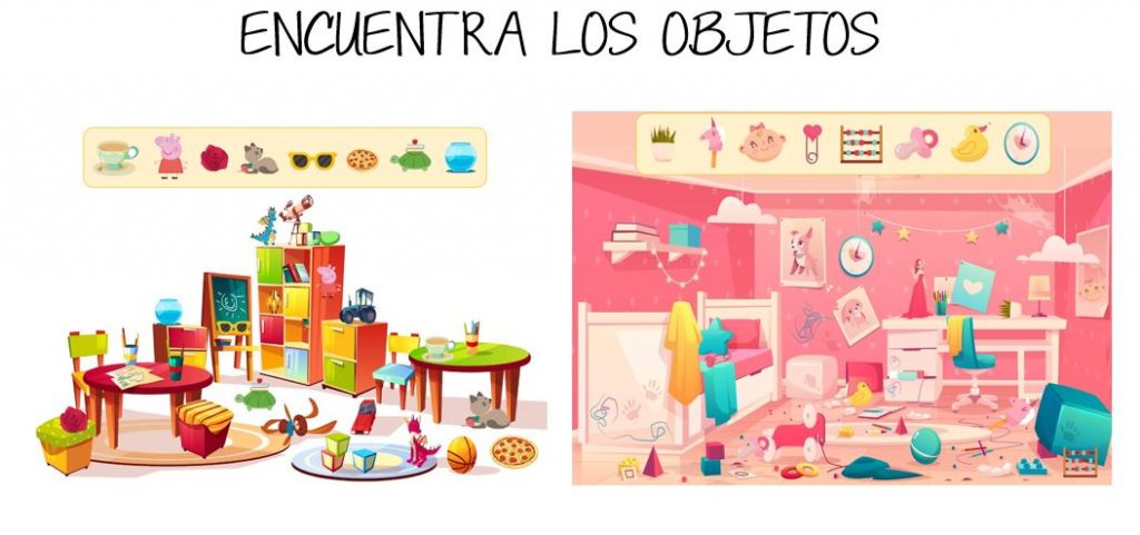 Busca los objetos perdidos en estas bonitas láminas Actividad de atención, agudeza y discriminación visual y vocabulario.  Diez escenarios distintos en los cuales el niño deberá buscar ocho objetos perdidos en cada uno.