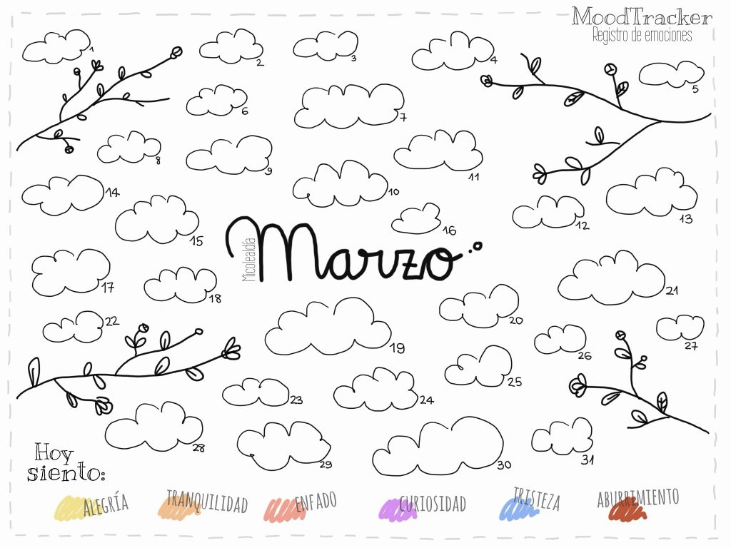 os dejo por aquí el #MoodTracker de marzo. Como ya sabéis, este material es muy útil para llevar a cabo un diario emocional de forma sencilla. Las nubes tienen el día del […]