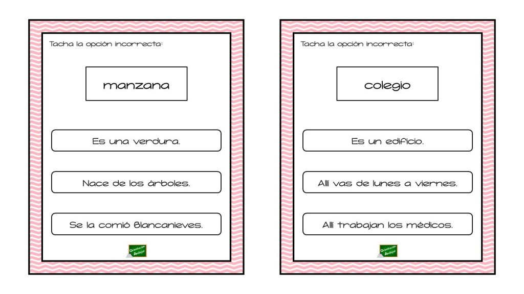 Juego de lengua: La pista incorrecta En la siguiente actividad el alumno debe identificar la pista incorrecta de las tres opciones posibles. Un divertido juego de comprensión lectora y razonamiento lógico.