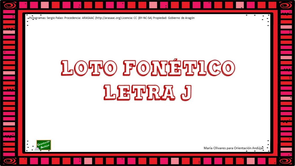 Loto fonético con pictogramas: Letra J Los juegos didácticos tradicionales de lotos forman parte del material básico de la reeducación logopédica. En nuestro caso os hemos preparado un loto con pictogramas con de la letra «J».